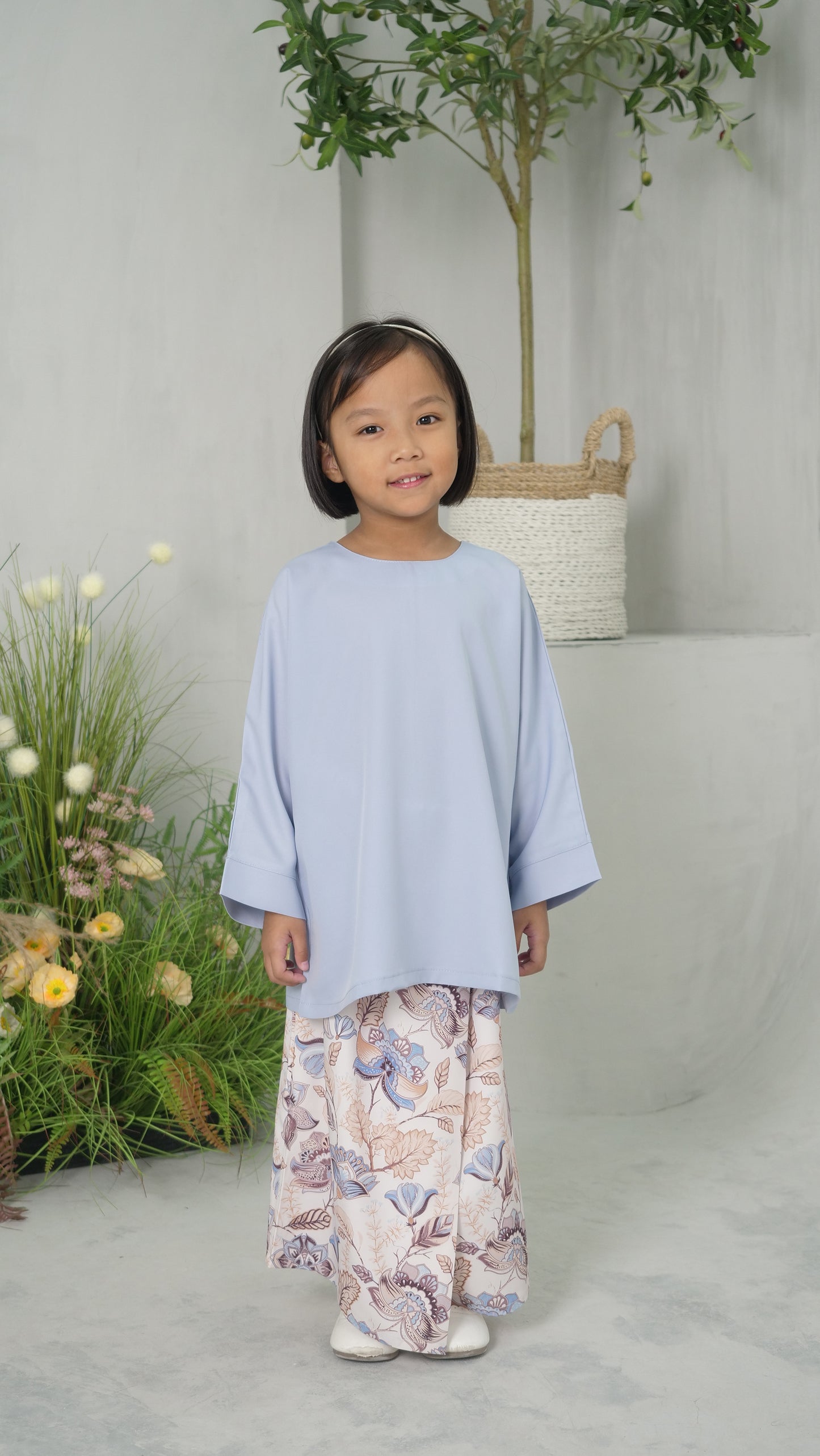 Nour Kaftan Kurung Girl | Dusty Blue