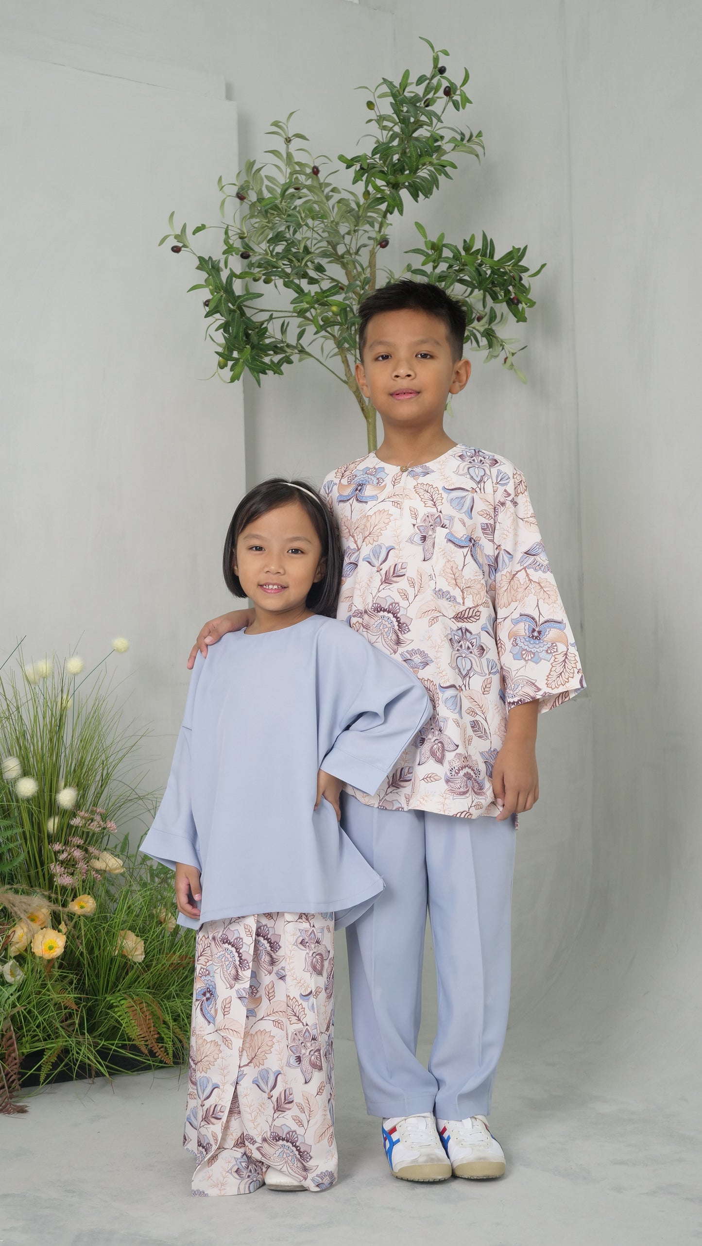 Nour Kaftan Kurung Girl | Dusty Blue